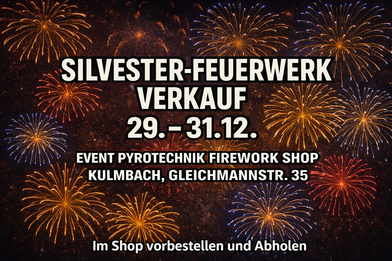 Silvester Feuerwerk Verkauf 2025 bei Event Pyrotechnik - Firework Shop