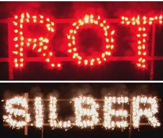 NC Figurenlichter | 25 Stück | Raucharm Rot zu Silber | Lichterlanzen | Blackboxx