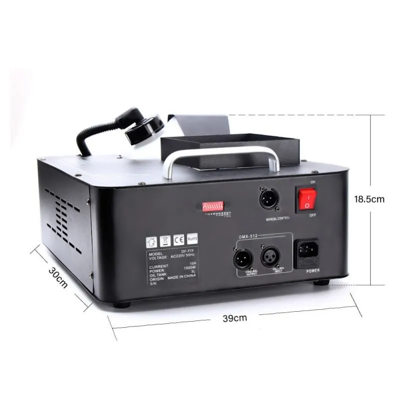 1500W Vertikal Fogger Nebelmaschine mit RGB-LEDs und LCD DMX-Steuerung | Hochleistungs-Nebelmaschine