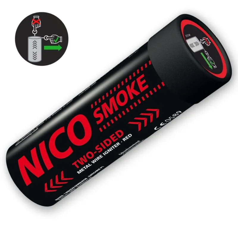 Smoke 50 Sek. Rauch rot Doppelseitig mit Reißzünder NICO
