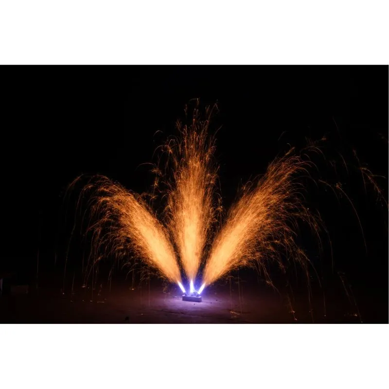 3er Fontänenfächer 60 s | Gold zu Silber mit roter Bengalbasis | 3 x 3 m Effekt | NICO