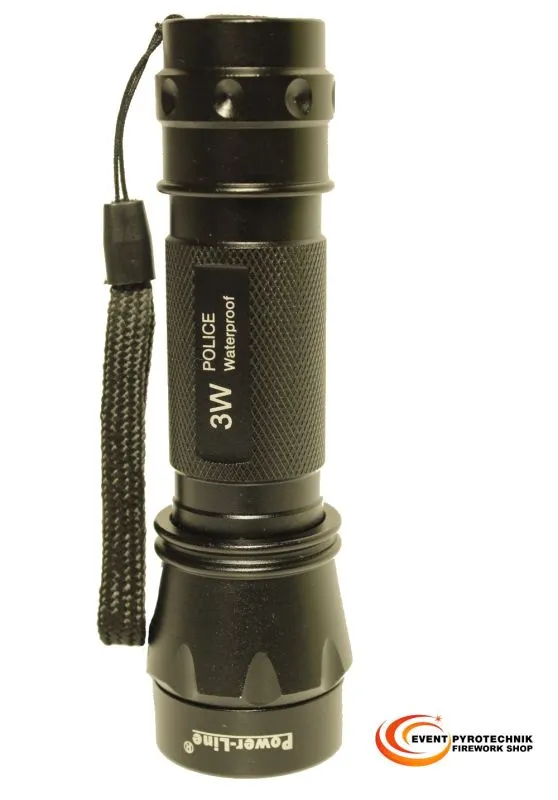 3W High Power LED ALU Taschenlampe &quote;POLICE&quote; – Stoßfest & Spritzwasserdicht