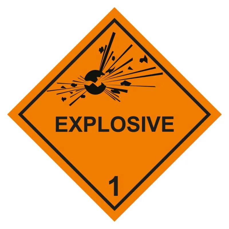 Gefahrgutaufkleber Klasse 1 Explosive Stoffe | 100x100mm | Folienaufkleber
