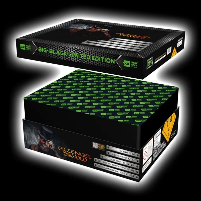 Erzengel Diavolo Verbundfeuerwerk 94 Schuss 65 Sek. Blackboxx