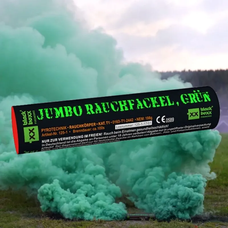 Jumbo Rauchfackel Grün | 100 Sekunden Brenndauer | Blackboxx
