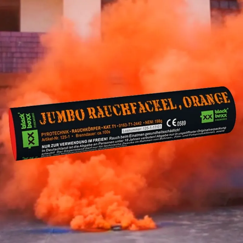 Jumbo Rauchfackel Orange | 100 Sekunden Brenndauer | Blackboxx