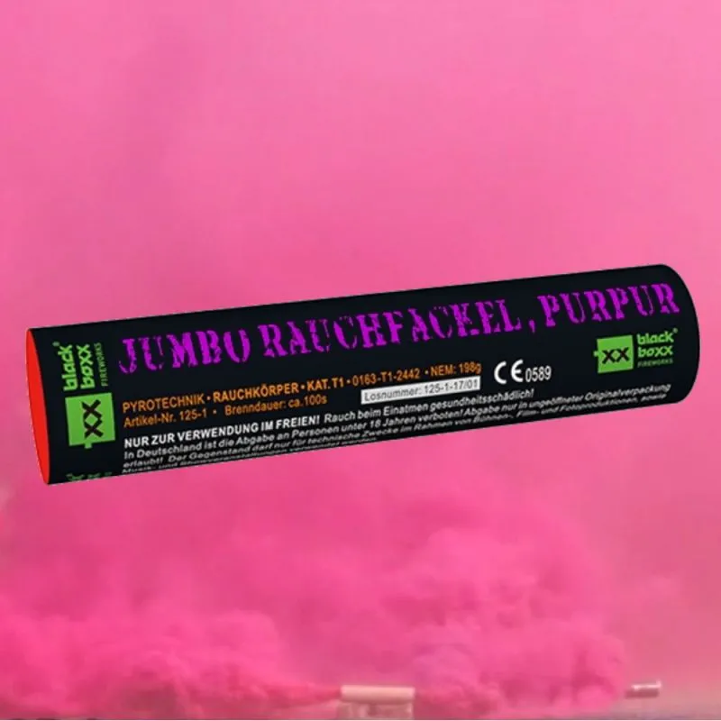 Jumbo Rauchfackel Purpur | 100 Sekunden Brenndauer | Blackboxx