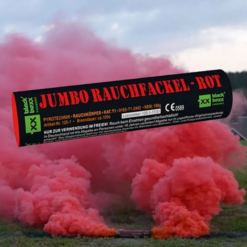 Jumbo Rauchfackel Rot | 100 Sekunden Brenndauer | Blackboxx