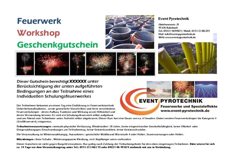 Feuerwerk Schnupperkurs Gutschein