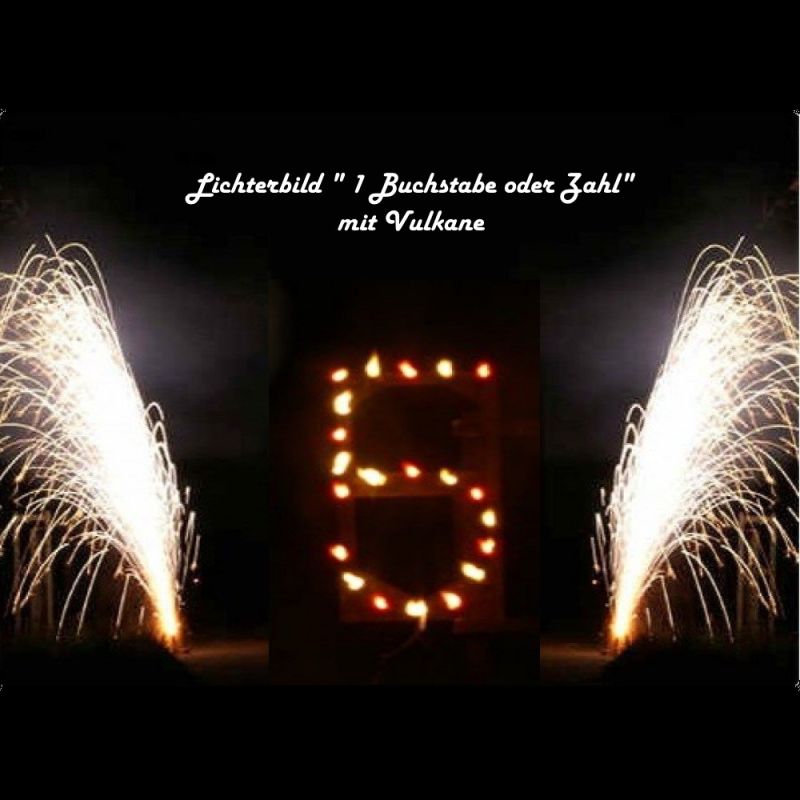 Komplett aufgebautes Lichterbild Feuerschrift 1 Buchstabe oder Zahl