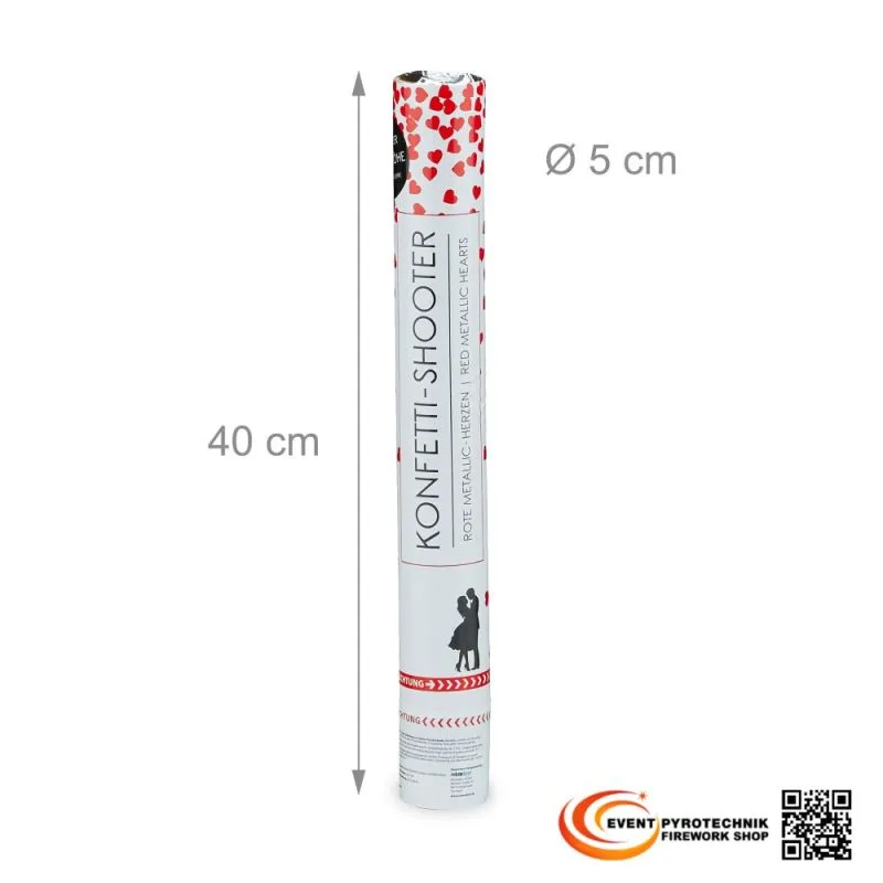 Konfetti Shooter PartyPopper Herzregen 40 cm