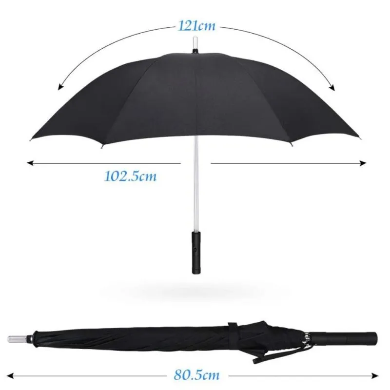 LED-Regenschirm mit 7 Farben im Schaft & Taschenlampe | Wetter- und Party-Begleiter