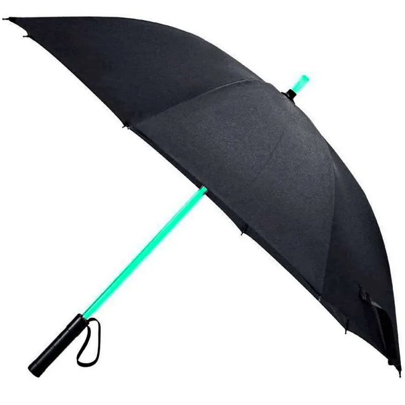 LED-Regenschirm mit 7 Farben im Schaft & Taschenlampe | Wetter- und Party-Begleiter