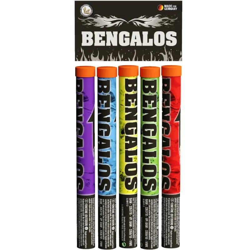 Bengalos | 5er-Set Bengal Fackeln | Rot, Grün, Gelb, Blau, Lila | Lesli