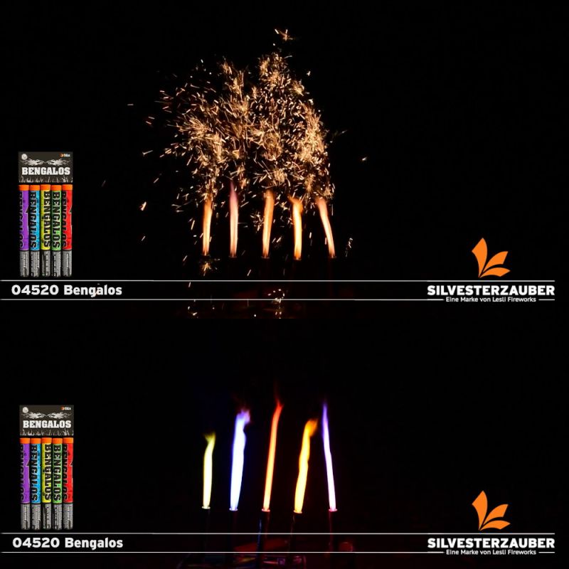 Bengalos | 5er-Set Bengal Fackeln | Rot, Grün, Gelb, Blau, Lila | Lesli