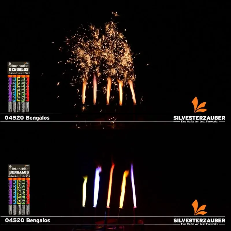 Bengalos | 5er-Set Bengal Fackeln | Rot, Grün, Gelb, Blau, Lila | Lesli