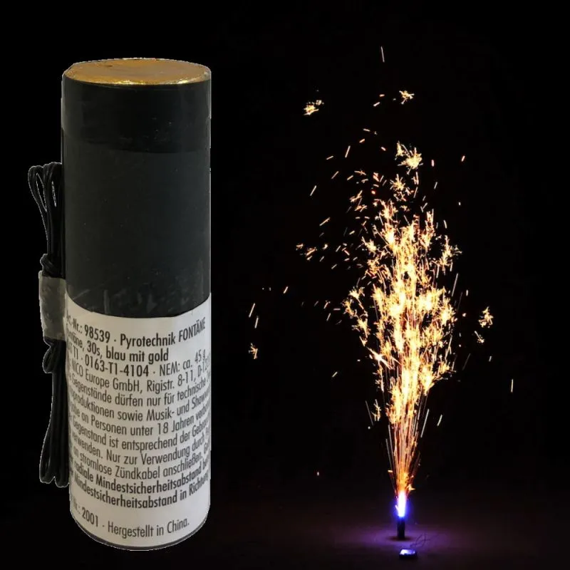 Goldfontäne | Blaue Basis | 30 Sek. | elektrischer Anzünder | NICO