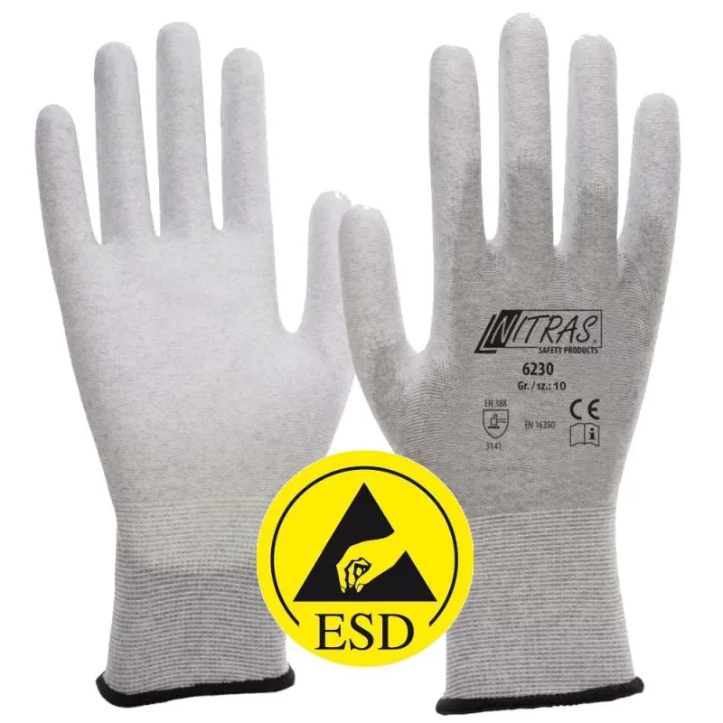 Nitras 6230 Antistatische Schutzhandschuhe EN 16350 Touchscreen fähig Größe XXL / 10
