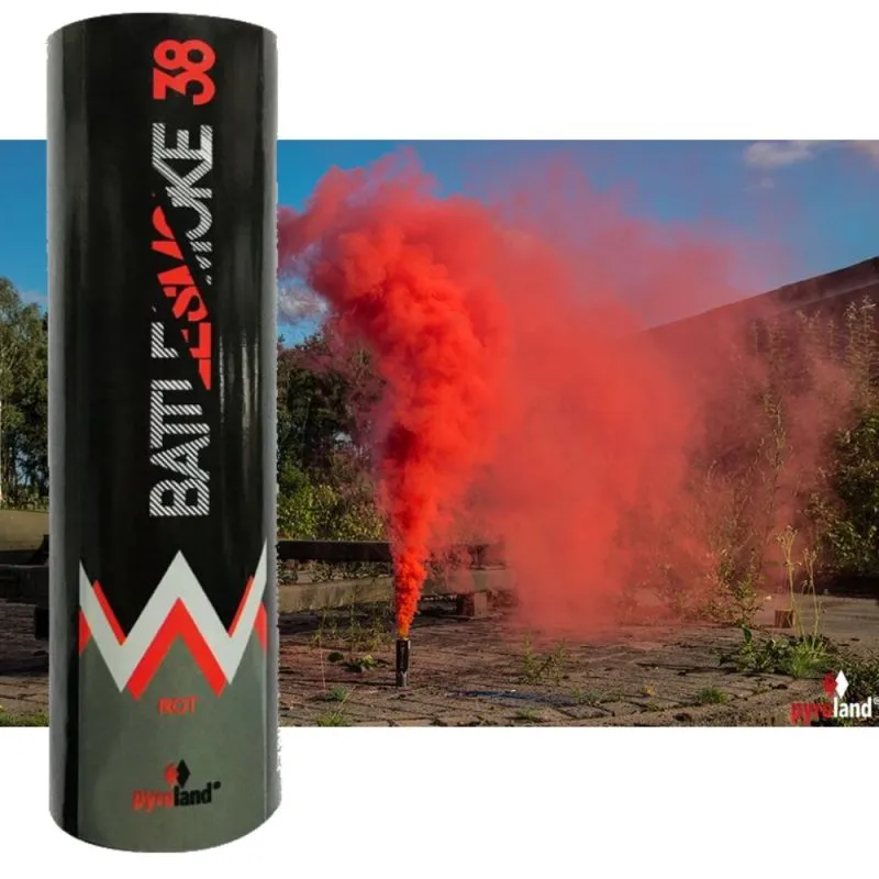 Battlesmoke 38 Rauchflagge mit Reißzünder Rot 80 Sek. Pyroland
