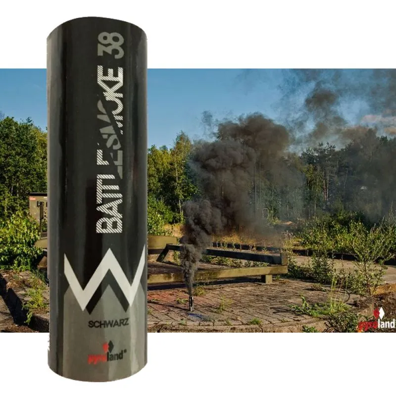Battlesmoke 38 Rauchflagge mit Reißzünder Schwarz 80 Sek. Pyroland