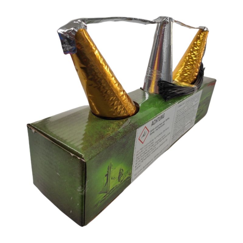 Vulkanfächer 3fach Silber auf Gold 60 Sek.