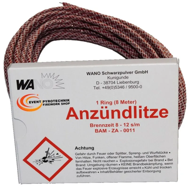 Zündschnur Anzündlitze Rot 8 m 8-12 s/m | WANO