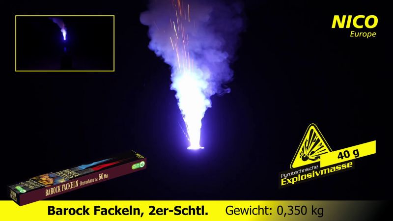 Barock Fackeln 2er-Set | Bengalsequenz & Romantische Flammen | 60 Minuten Brenndauer | NICO