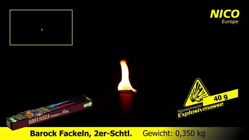 Barock Fackeln 2er-Set | Bengalsequenz & Romantische Flammen | 60 Minuten Brenndauer | NICO
