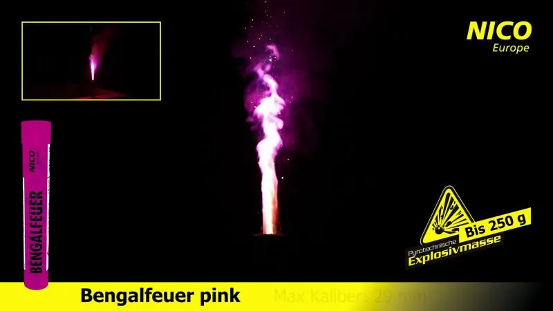 Bengalfeuer Pink | Leuchtkraft & Rauch | Ganzjährig verwendbar | NICO