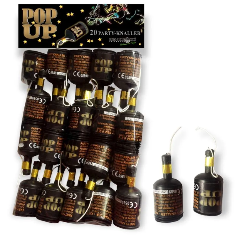Knallflaschen | 20 Stück | Mit Luftschlangen | Blackboxx
