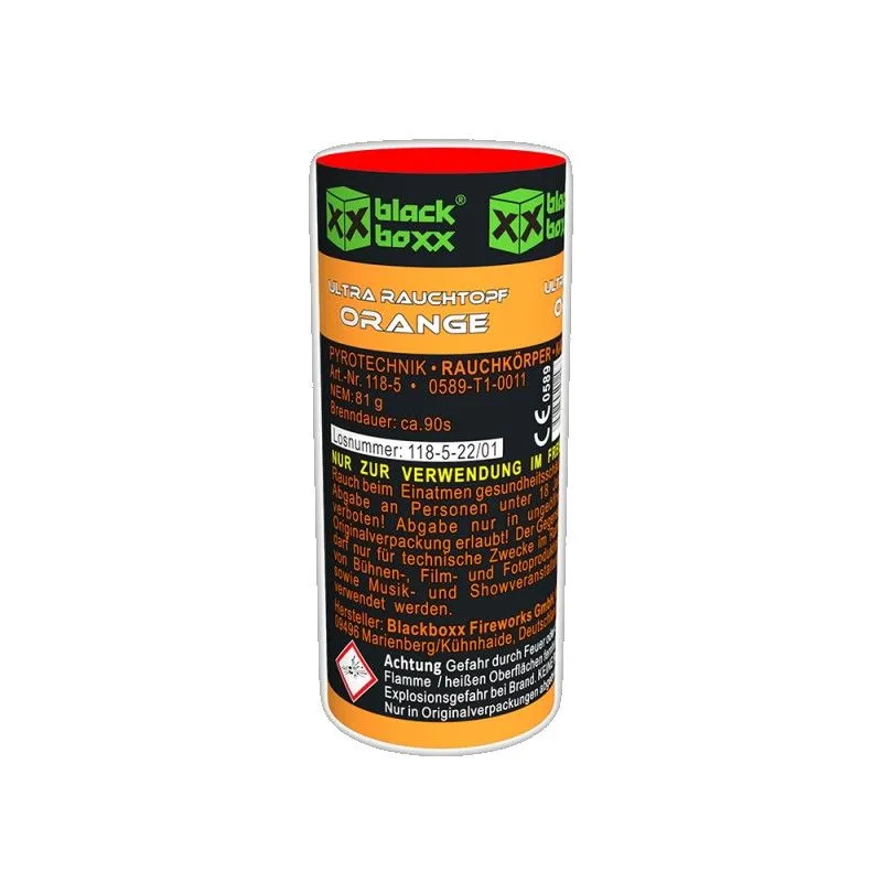 Ultra Rauchtopf Orange XXL | 90 Sekunden Brenndauer | Blackboxx
