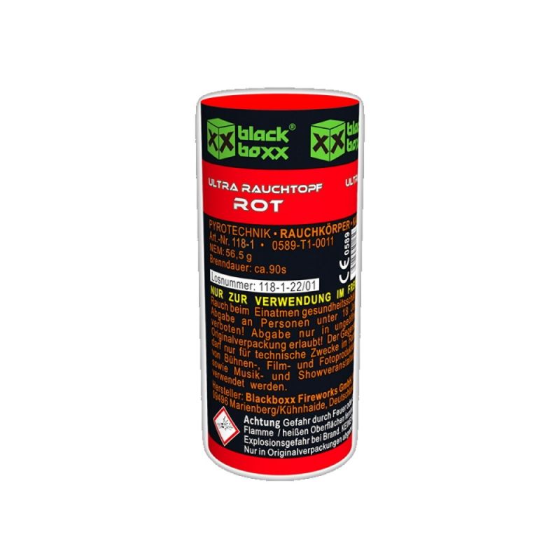 Ultra Rauchtopf Rot XXL | 90 Sekunden Brenndauer | Blackboxx
