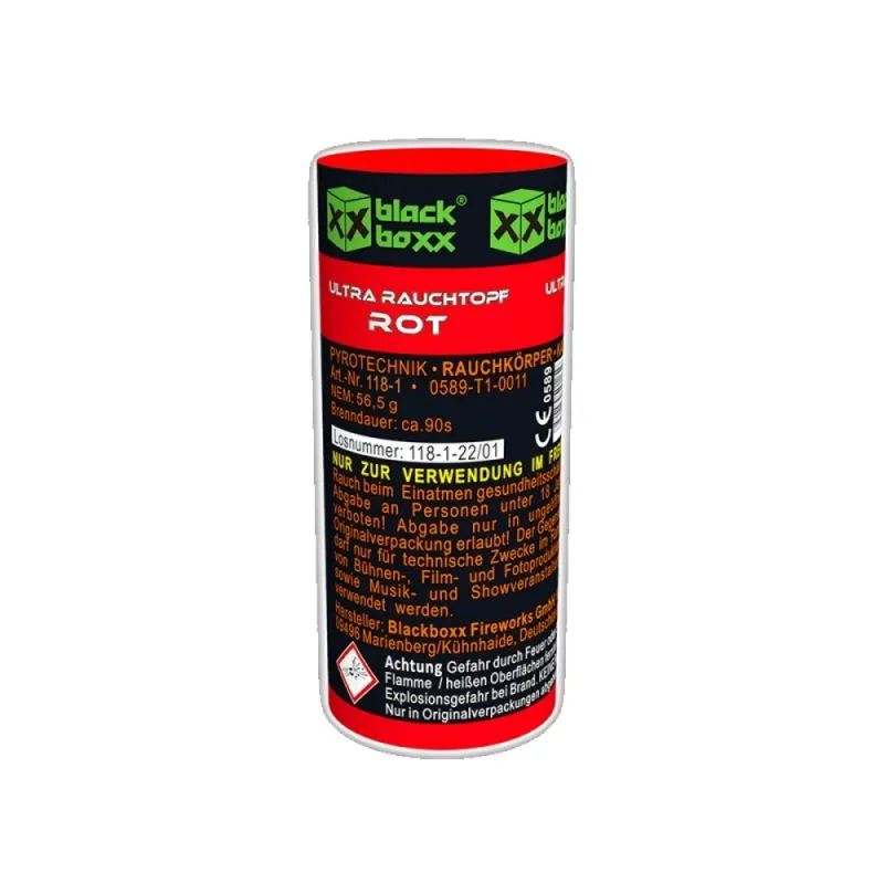 Ultra Rauchtopf Rot XXL | 90 Sekunden Brenndauer | Blackboxx