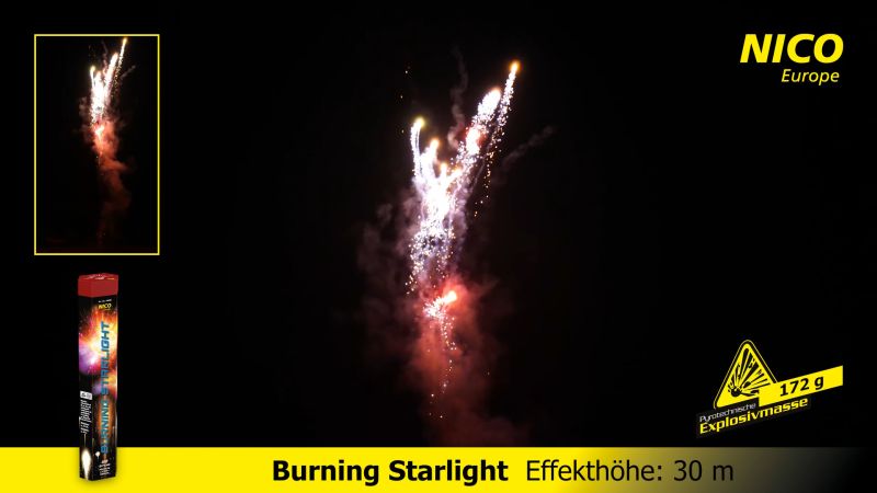 80 Schuss Römisches Lichterbündel mit Schweif-Kometen Burning Starlight NICO