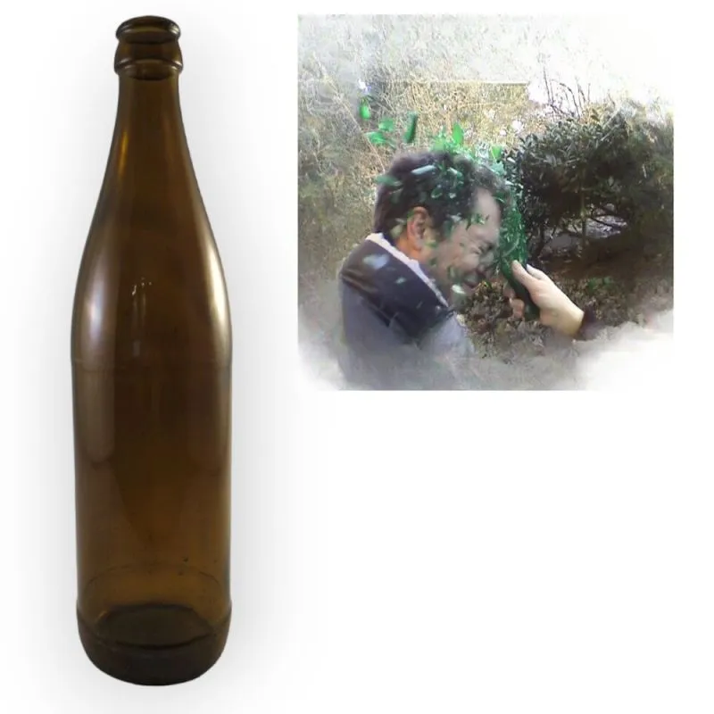 Crashglas Bierflasche Braun