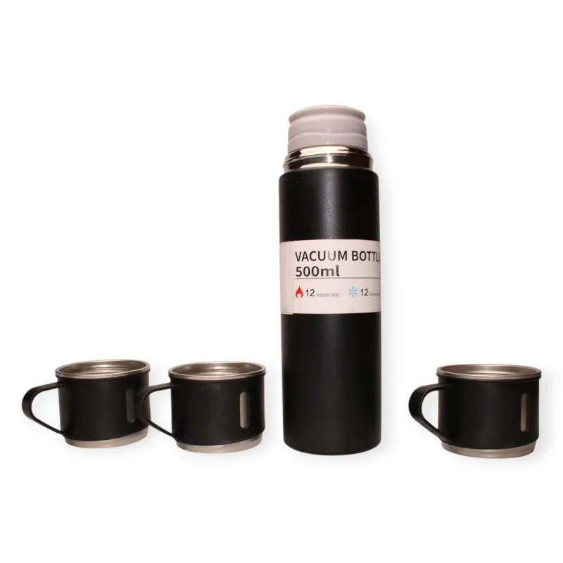 Edelstahl Thermosflaschen-Set 500 ml – inkl. 3 Becher