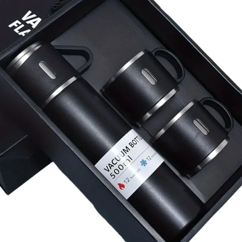 Edelstahl Thermosflaschen-Set 500 ml – inkl. 3 Becher