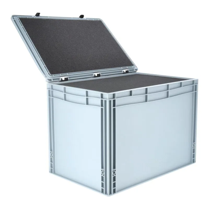 Eurobehälter mit Scharnierdeckel & Rasterschaumstoff 60 x 40 x 43,5 cm | AUER Packaging
