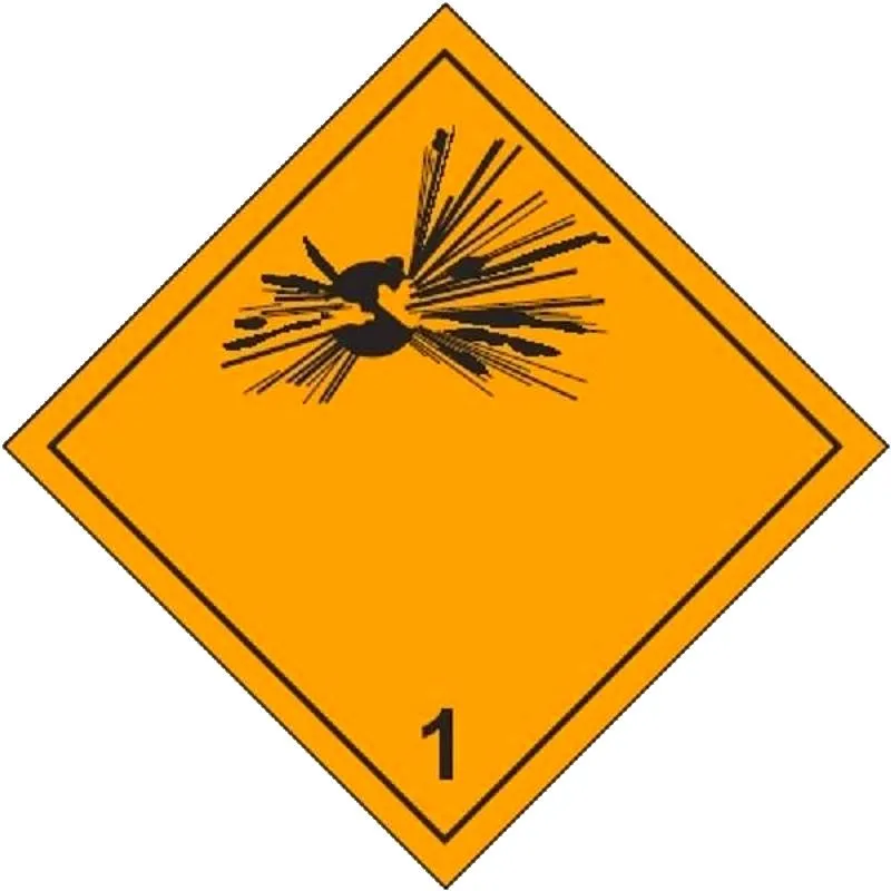 Explosionsgefährlich Klasse 1 Aufkleber | Gefahrgutkennzeichnung | 100×100mm | ohne Eindruck | Folienaufkleber