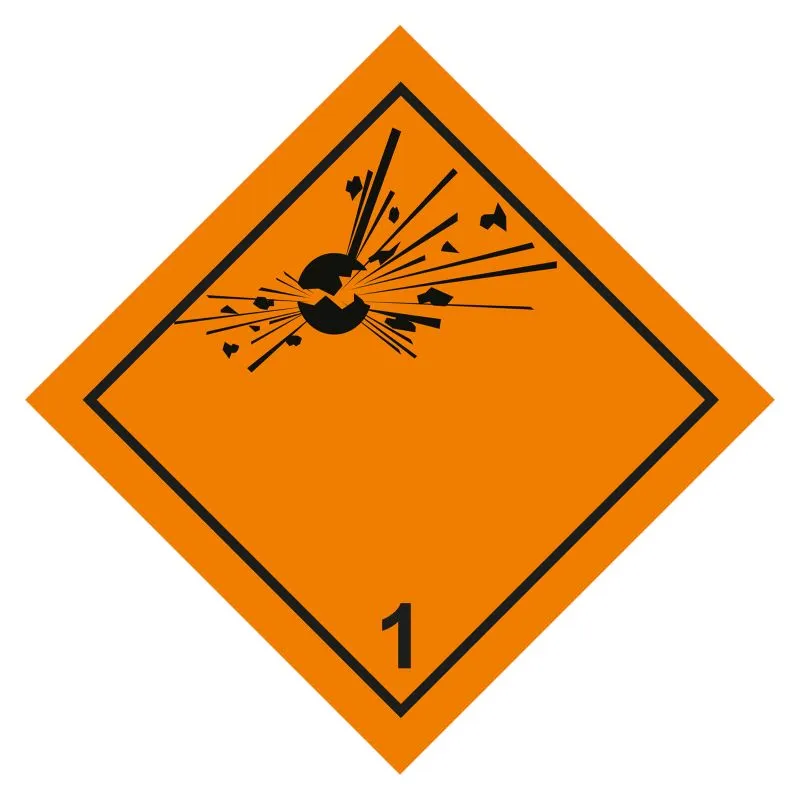 Explosionsgefährlich Klasse 1 Aufkleber | Gefahrgutkennzeichnung | 100×100mm | ohne Eindruck | Folienaufkleber