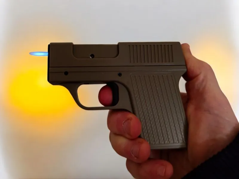 Feuerzeug Pistole Sturmfeuerzeug mit Zigaretten Fach Dessert Yellow