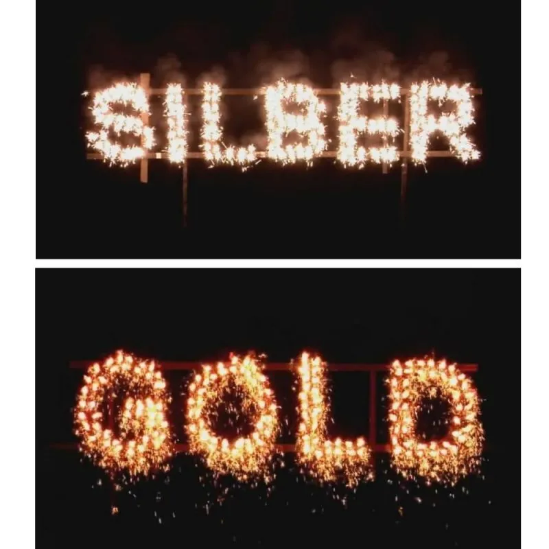 NC Figurenlichter | 25 Stück | Raucharm Silber zu Gold | Lichterlanzen | Blackboxx