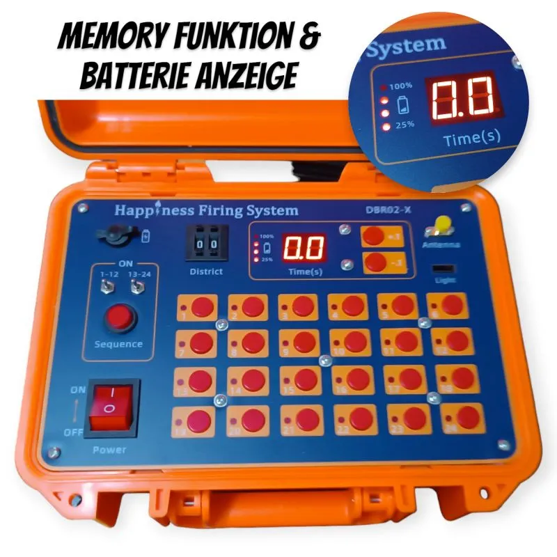 Funkzündanlage 24 Kanäle im Koffer DBR02-X24-24 MIT MEMORY FUNKTION - SOFORT LIEFERBAR