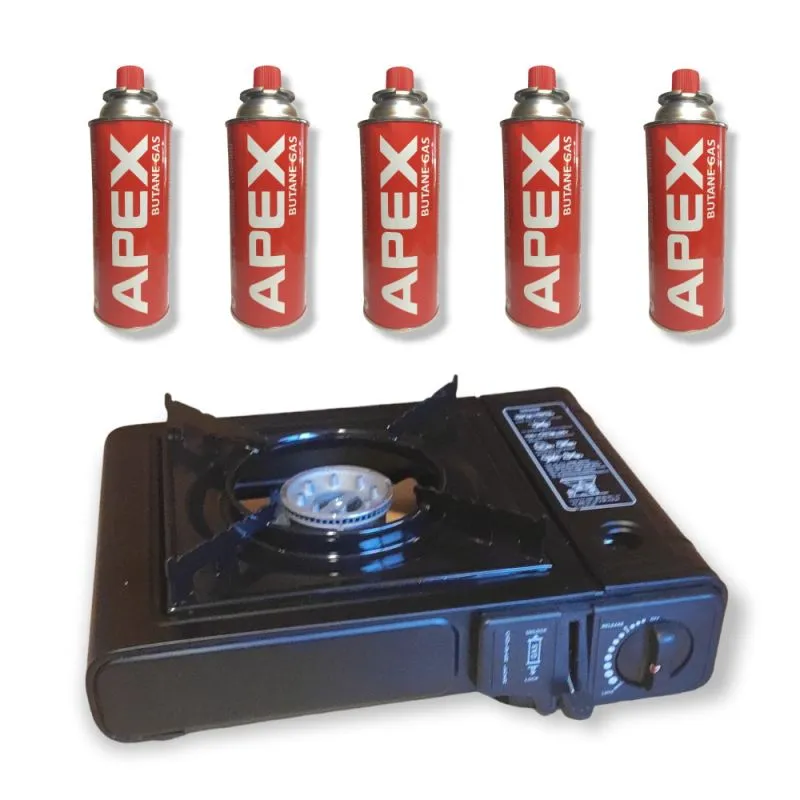 Mobiler Campingkocher | Gaskocher mit Piezozündung | Inkl. Transportkoffer | Butan Gaskartusche
