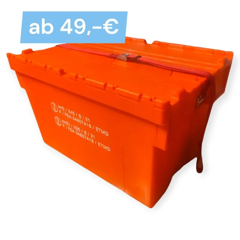 Gefahrgut Transport und Lagerkiste GGVS Kunststoffkiste 63L | Kat I, II, III und Feuerwerk | Staffelpreise