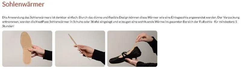 Sohlenwärmer für warme Füße | 5 Stunden Wärme | HeatPaxx