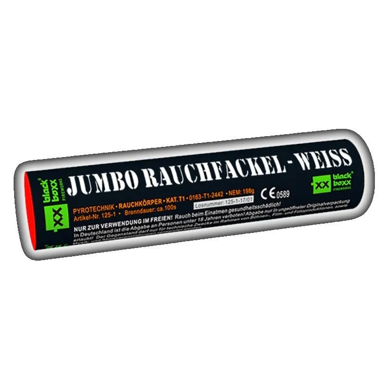 Jumbo Rauchfackel Weiß | 100 Sekunden Brenndauer | Blackboxx
