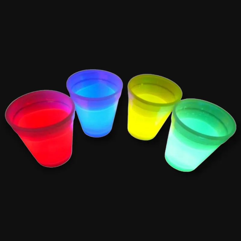 Knicklicht Deko Becher | 300 ml | 4 Stück Farb-Mix Grün, Blau, Gelb, Rot