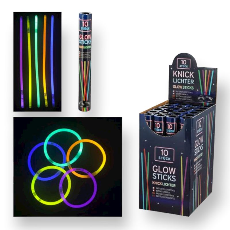 10 Knicklichter 20 cm | Mit 10 Konnektoren | 5 Farben sortiert