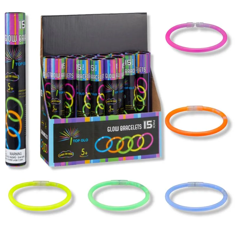 15 Knicklichter 20 cm | Mit Konnektoren | 5 Farben sortiert